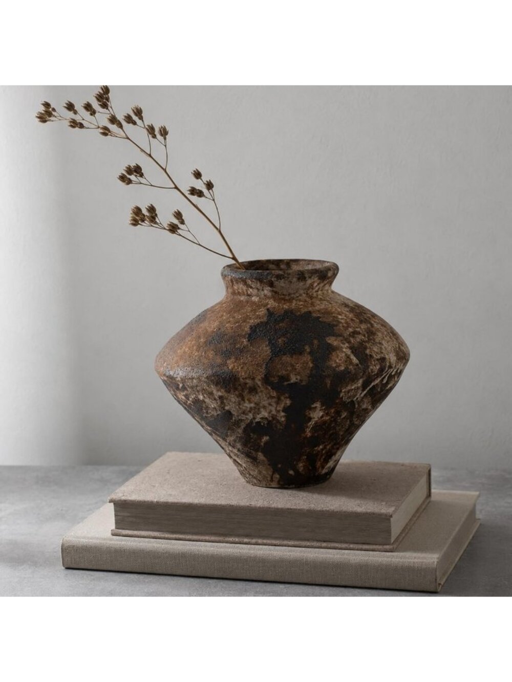 Rustic Vintage Ceramic Vase 6.3" | Wabi Sabi Decor for Centerpieces & Home